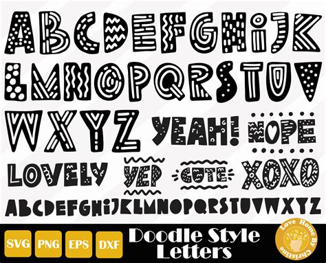 Doodle Font Svg Doodle Alphabet Cute Letters Png Svg Eps Etsy Uk