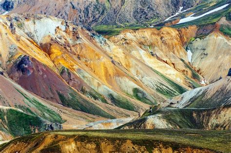 Beautiful Multi Coloured Mountains At Landmannalaugar Iceland