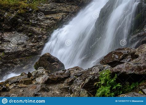 Fast Mountain Rocky River In Forest With Waterfall Stock Image Image
