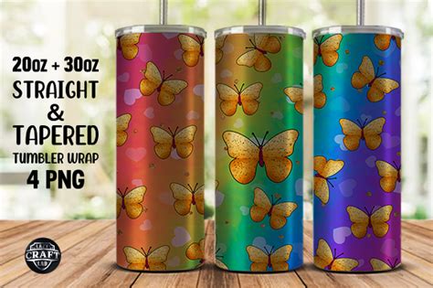 Rainbow Butterfly Tumbler Wrap 20oz Png Graphic By Lazycraftlab