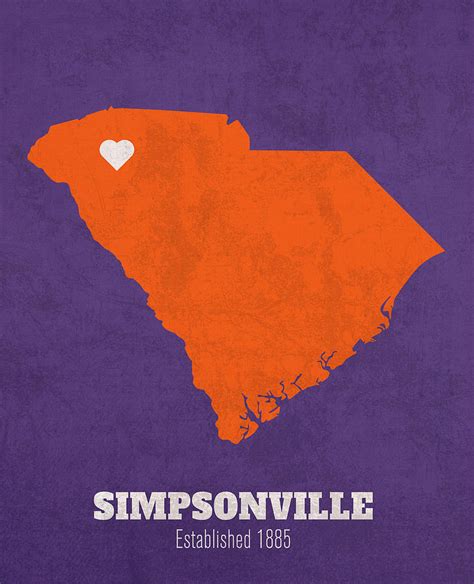 Simpsonville South Carolina City Map Founded 1885 Clemson University