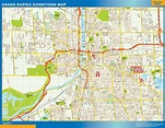 Biggest Grand Rapids downtown map | Wall maps of the world & countries ...