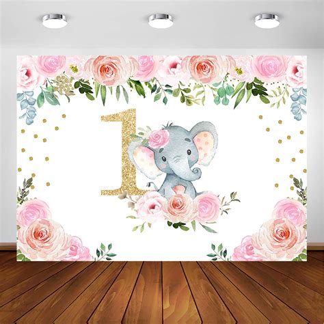 Buy Avezano Elephant Backdrop For Girl 1st Birthday Party Decorations