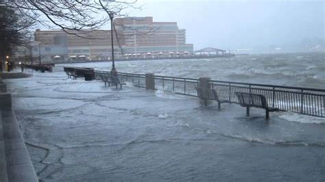 Hurricane Sandy At Jersey City Exchange Place Waterfront Youtube