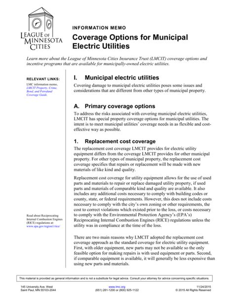 Coverage Options For Municipal Electric Utilities