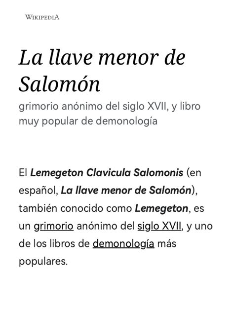 La Llave Menor De Salomón Wikipedia La Enciclopedia Libre Pdf