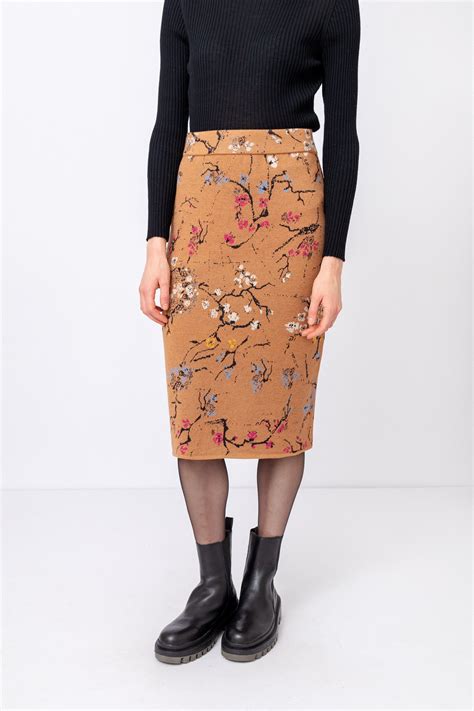 Pencil Skirt Cherry Blossom Pattern Skirts Ivko Woman