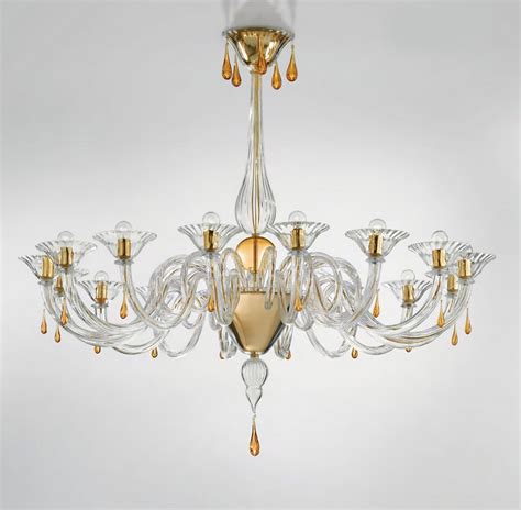 Online shopping from a great selection at tools & home improvement store. Modern Murano chandelier lighting clear glass and gold ...