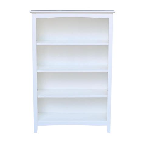 International Concepts 48 In White Wood 4 Shelf Standard Bookcase With