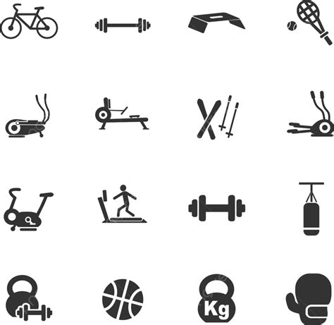 Sport Equipment Icon Set Kg Exercise Bike Bike Vector Kg Exercise