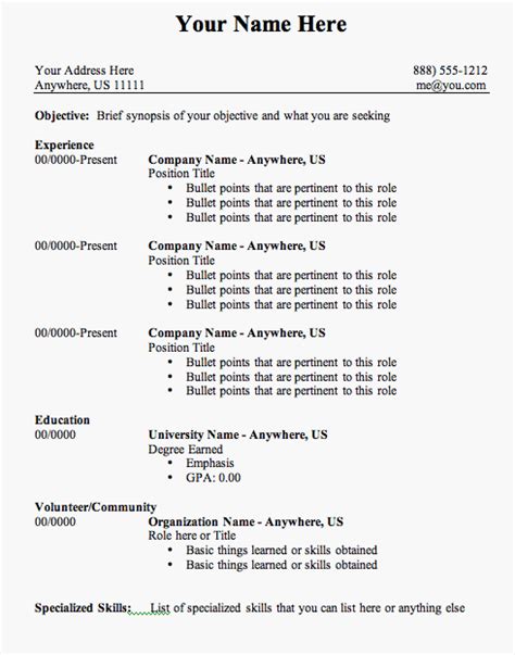 The absolute best federal resume format to accomplishment this goal is the outline format with keyword headers. Basic Resume Outline Sample - http://www.resumecareer.info ...