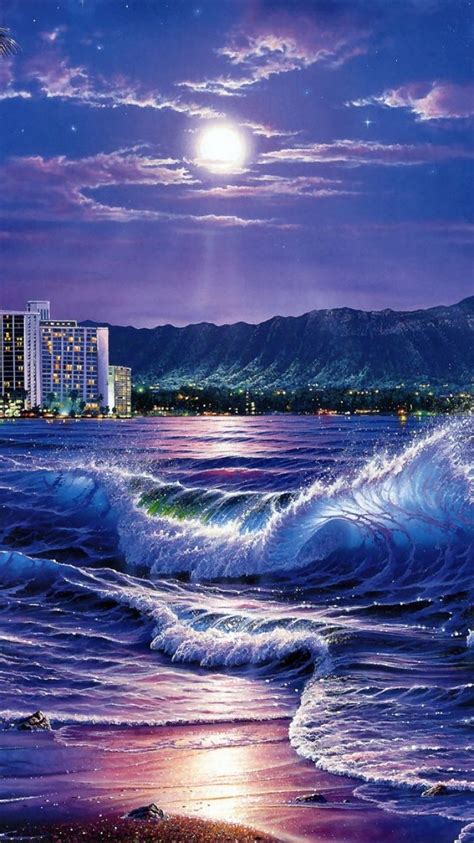 Ocean Waves At Night Wallpapers Top Free Ocean Waves At Night