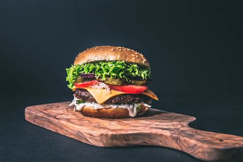 Delicious Burger On Wood Stock Photo Download Image Now Istock