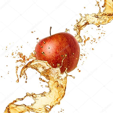 Splash Juice With Apple Isolated On White ⬇ Stock Photo Image By