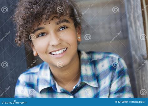 Happy Mixed Race African American Girl Stock Image Image Of Sunshine