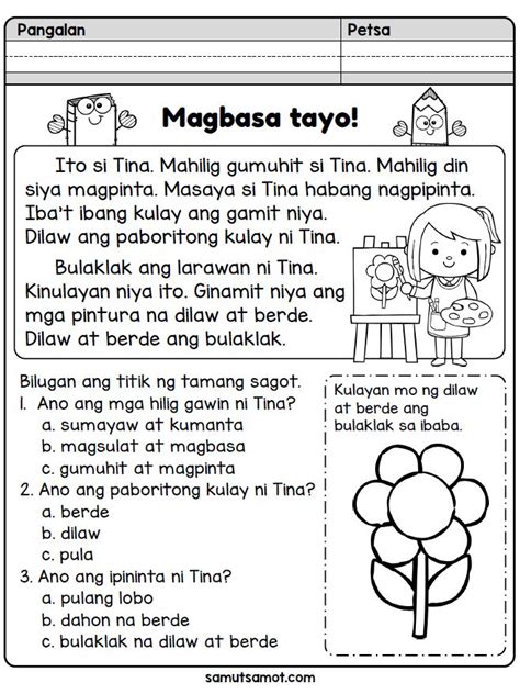 Printable Grade 1 Reading Worksheets Tagalog Vegandivas Nyc