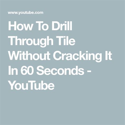 If not done correctly, the ceramic tiles can crack, and the grout can crumble or break away. How To Drill Through Tile Without Cracking It In 60 ...