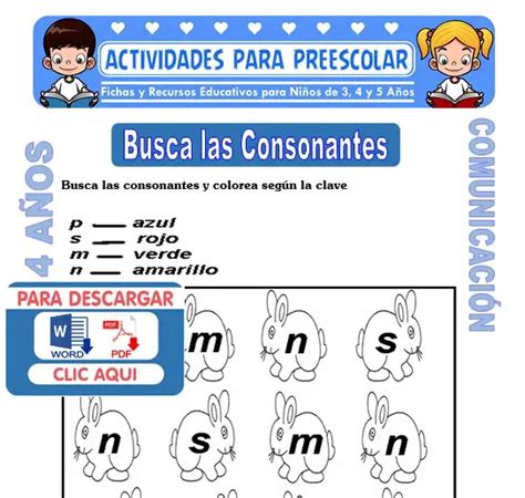 Busca Las Consonantes Para Niños De 4 Años Actividades Preescolar