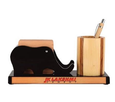 Personalized Factory Made Wooden Pen Stand With Calendar For Office At