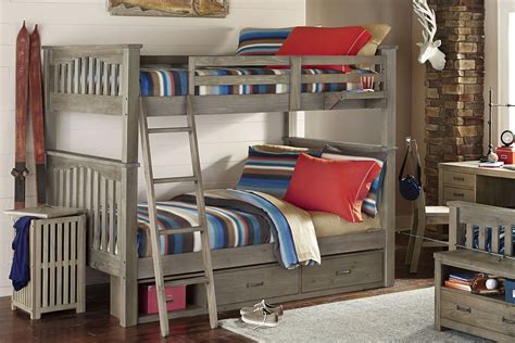Highlands Harper Driftwood Full Over Full Bunk Bed With Two Storage