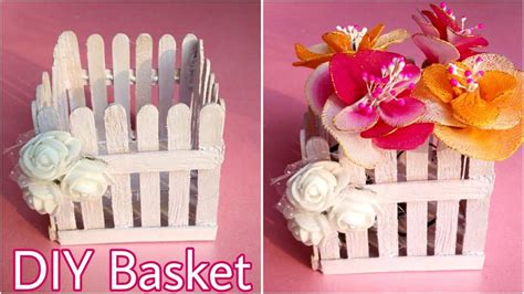 Very special crafts can be made using wooden craft sticks (a.k.a. DIY Ice-Cream Sticks Basket || Flower Basket || Craft ...