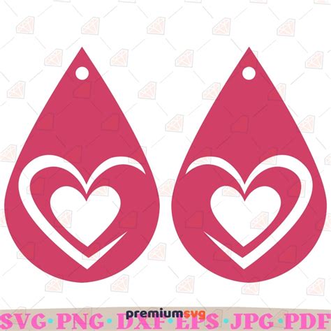 Heart Earring Teardrop Svg Cut File Valentines Digital Design