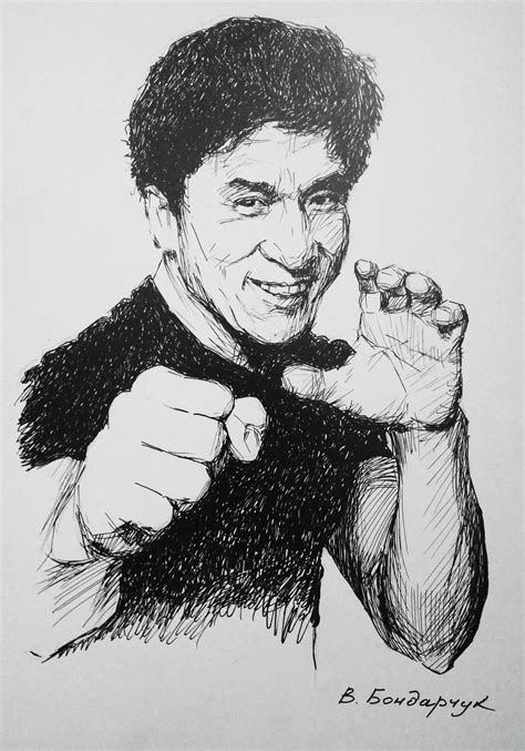 Jackie Chan Original Portrait Drawing Minimalist Commission Etsy