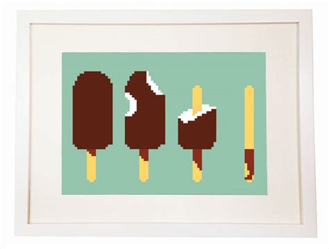 Geek Ice Cream 8 Bit Art Nerdy Video Game Minecraft Art Print Wall