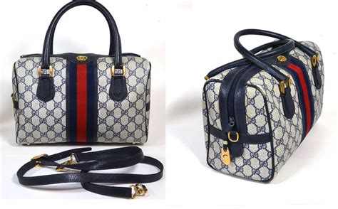 Gucci 1980s Handbag Shoulder Purse Blue Gg Monogram Web Speedy Dr