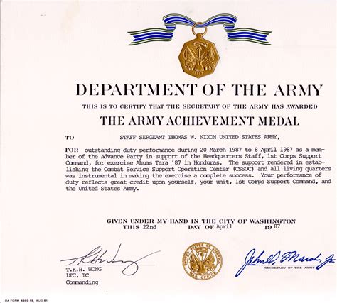 Certificate Of Achievement Army Template