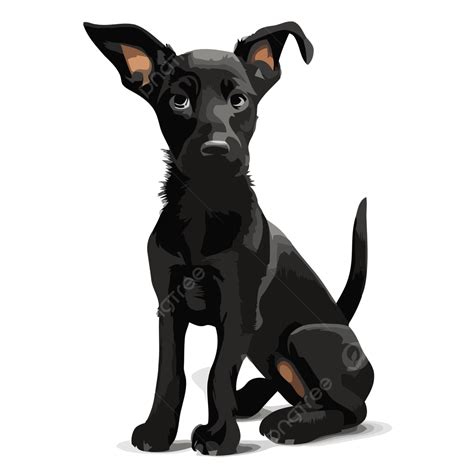 Black Dog Vector Sticker Clipart Cartoon Black Puppy Illustration On