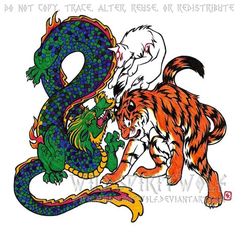 Wolf Dragon Tiger Color Tattoo By Wildspiritwolf On Deviantart