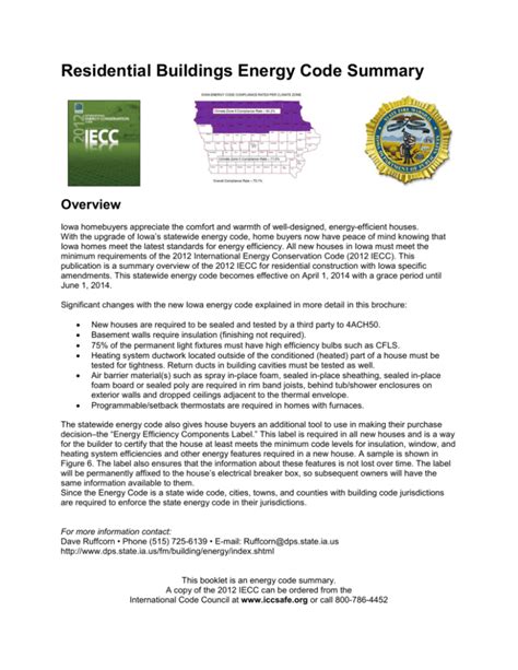 Residential Buildings Energy Code Summary