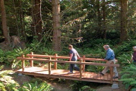 Pour pea gravel around the footings to provide a smooth gradual transition from the ground to the bridge walkway. Double shaded saree, toy chest woodworking plans free, diy ...