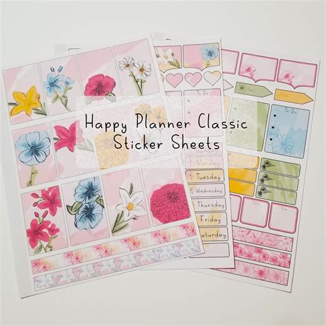 Love Floral Petals Weekly Kit Hp Classic Dashboard Planner Stickers