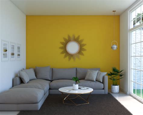 Yellow Accent Wall Living Room Baci Living Room