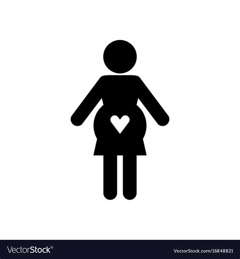 Pregnant Woman Icon With Heart Royalty Free Vector Image
