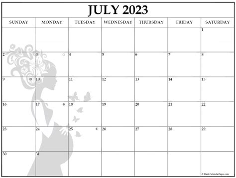 Collection Of July 2023 Photo Calendars With Image Filters