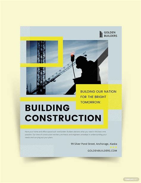 Free Simple Construction Flyer Template Illustrator Indesign Word
