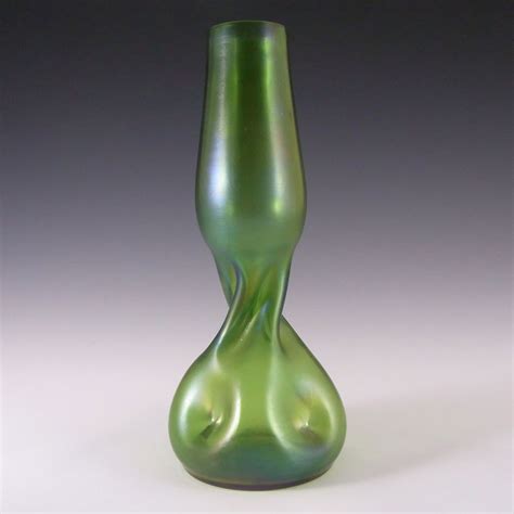 Kralik Art Nouveau 1900 S Iridescent Green Glass Vase Green Glass Vase Art Nouveau Glass Art