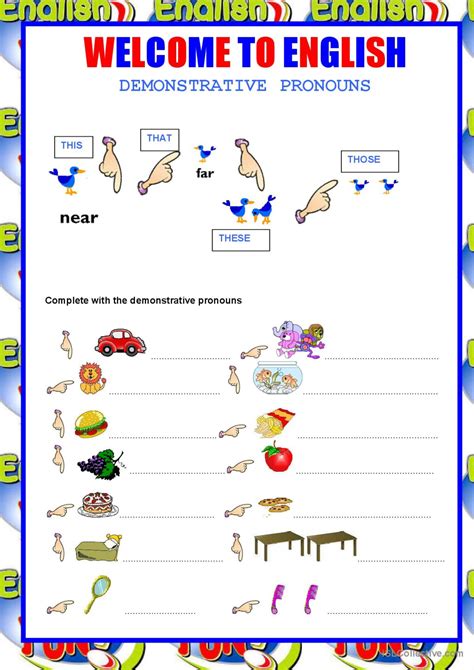 Welcome To English Demonstrative English Esl Worksheets Pdf And Doc