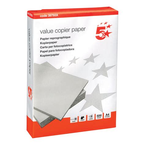 5 Star Value Copier Paper Multifunctional Ream Wrapped 80gsm A4 White
