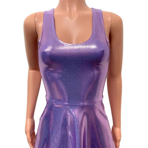 Lilac Purple Metallic Mystique A Line Mini Dress W Pockets Etsy