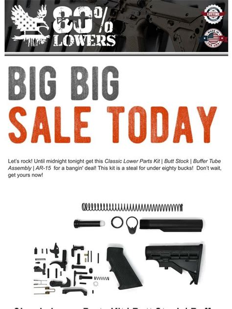 80 Lowers AR15 Classic Lower Parts Kit Butt Stock Buffer Tube