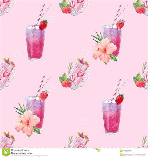 watercolor smoothie vector pattern stock vector illustration of hawaii health 110206923