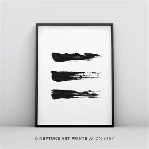 Brush Stroke Print Black And White Abstract Wall Art Etsy Bedroom