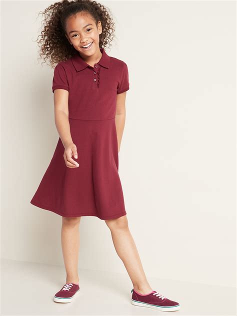 Pique Knit Uniform Polo Short Sleeve Dress For Girls Old Navy