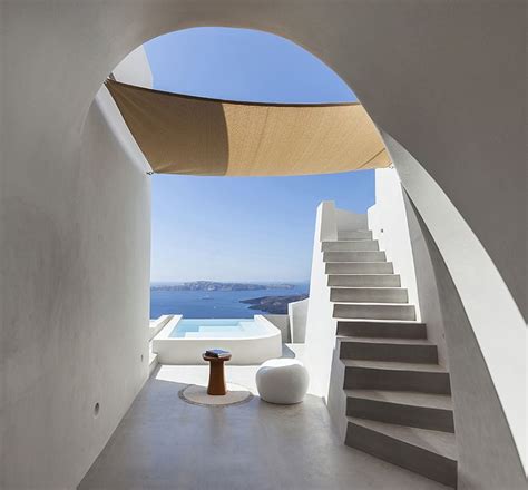 Kapsimalis Architects Two Holiday Houses Overlook Santorinis Landmark