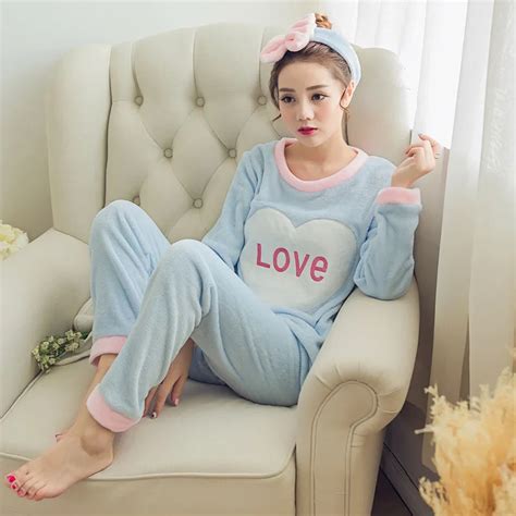 Pajamas Winter Thick Coral Velvet Pajamas Winter Cute Flannel Loose Ladies Home Service Suits In