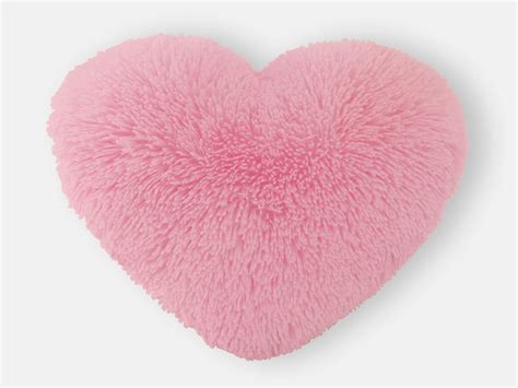 Fluffy Pink Heart Shaped Decorative Pillow Send A Hug Etsy